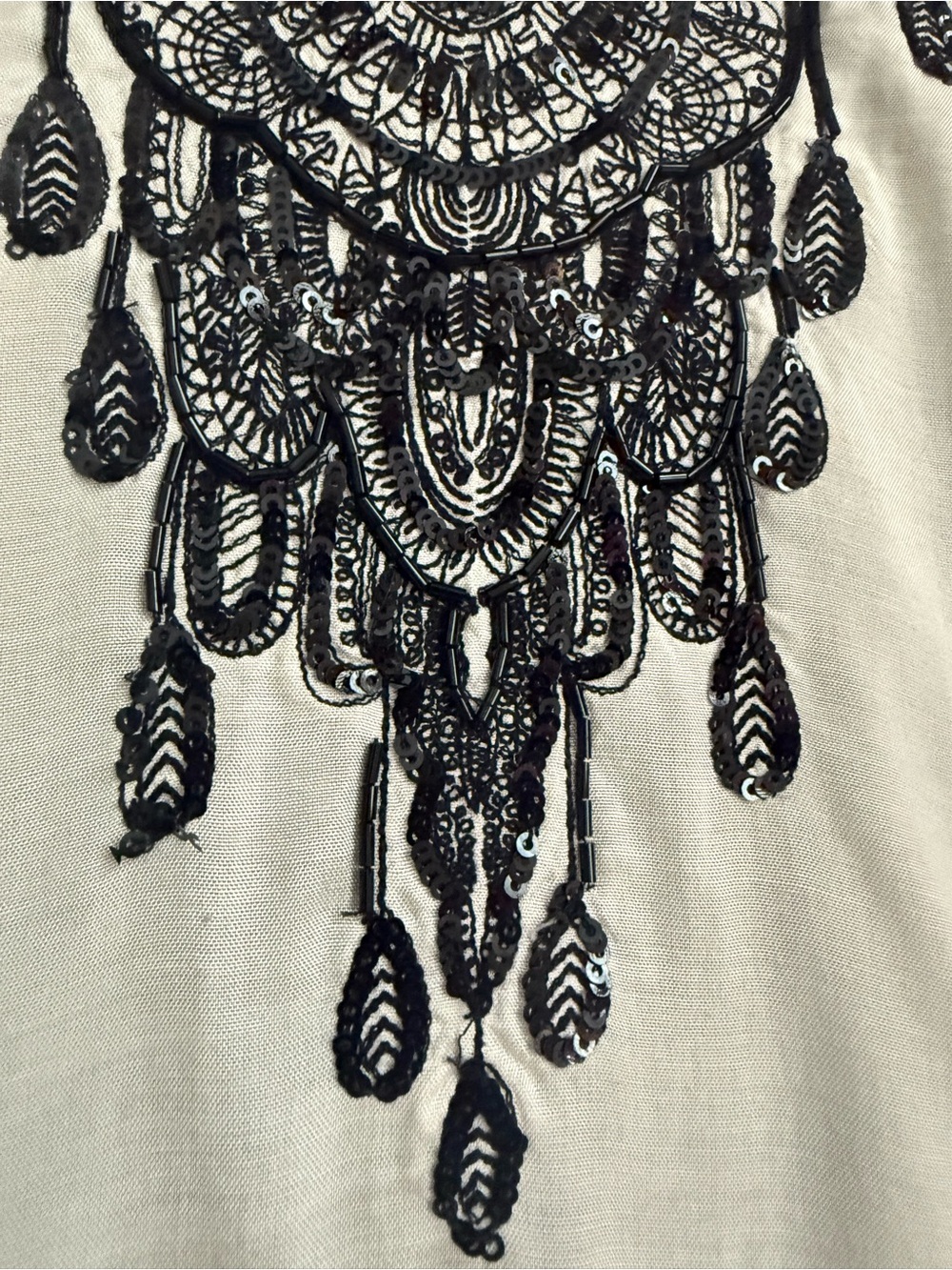 W for Woman Beaded Tunic Dress High Slit Boho Resort Cover Up 8 ⭐ - Picture 6 of 11